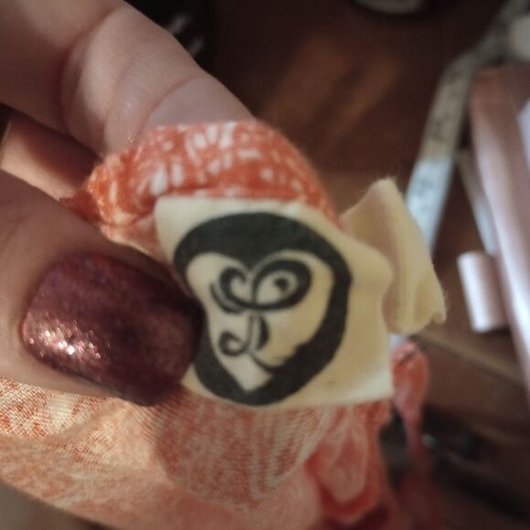 KHALSA Creations orange and white printed tunic tank top sz medium - Picture 3 of 9